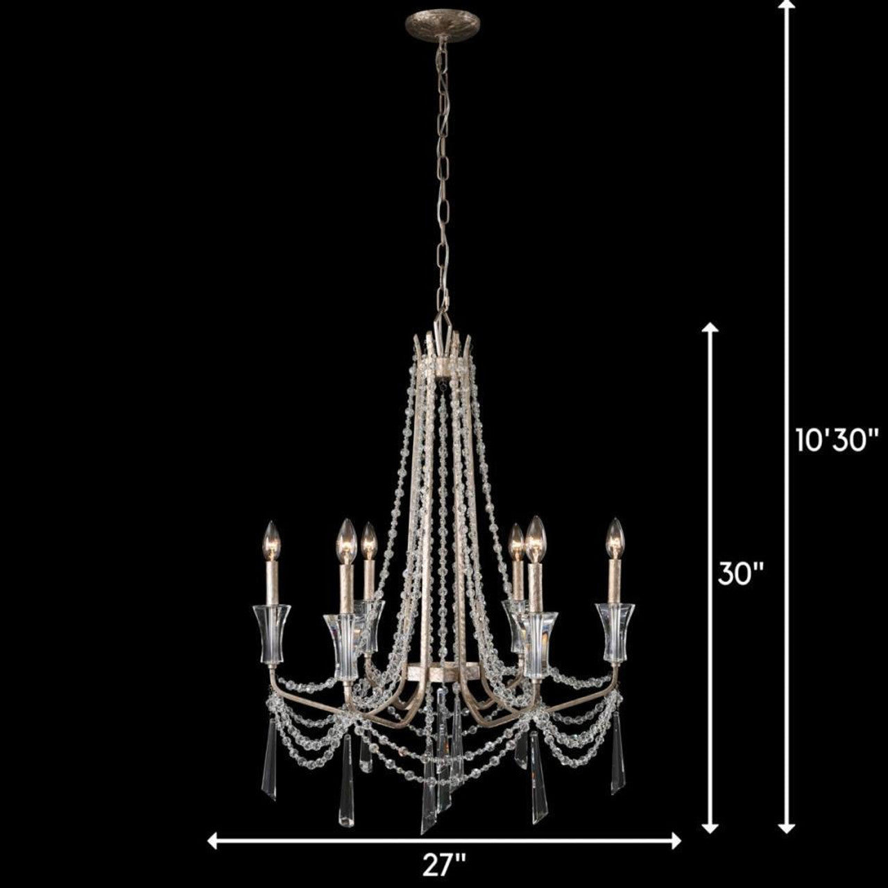 Barcelona 6 Light Chandelier - Transcend Silver