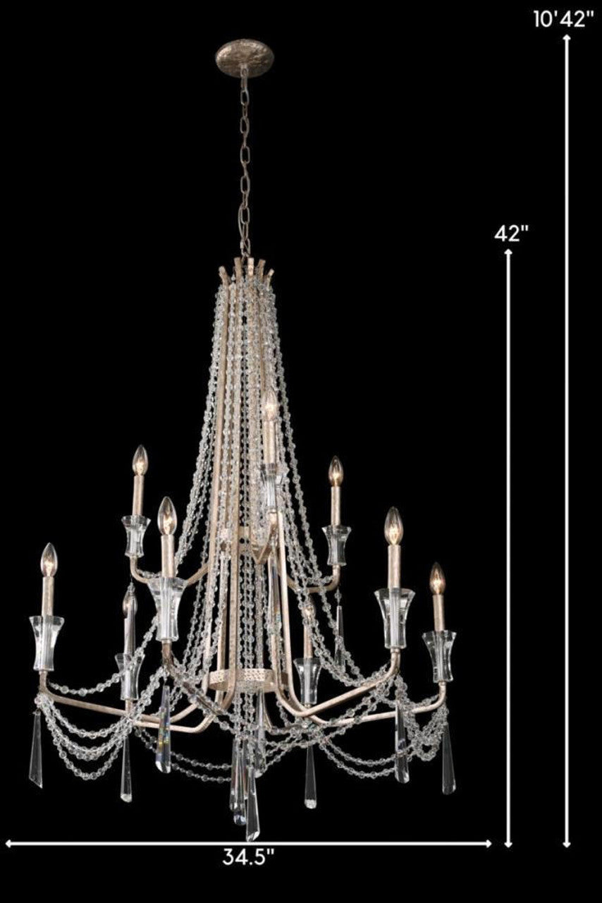 Barcelona 9 Light Chandelier - Transcend Silver