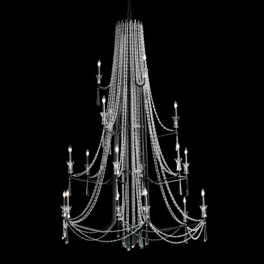 Barcelona Four-Tier Crystal Chandelier - Black
