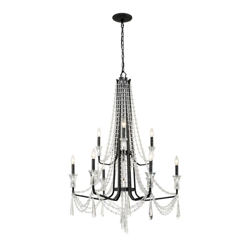 Barcelona Two-Tier Crystal Chandelier - Black