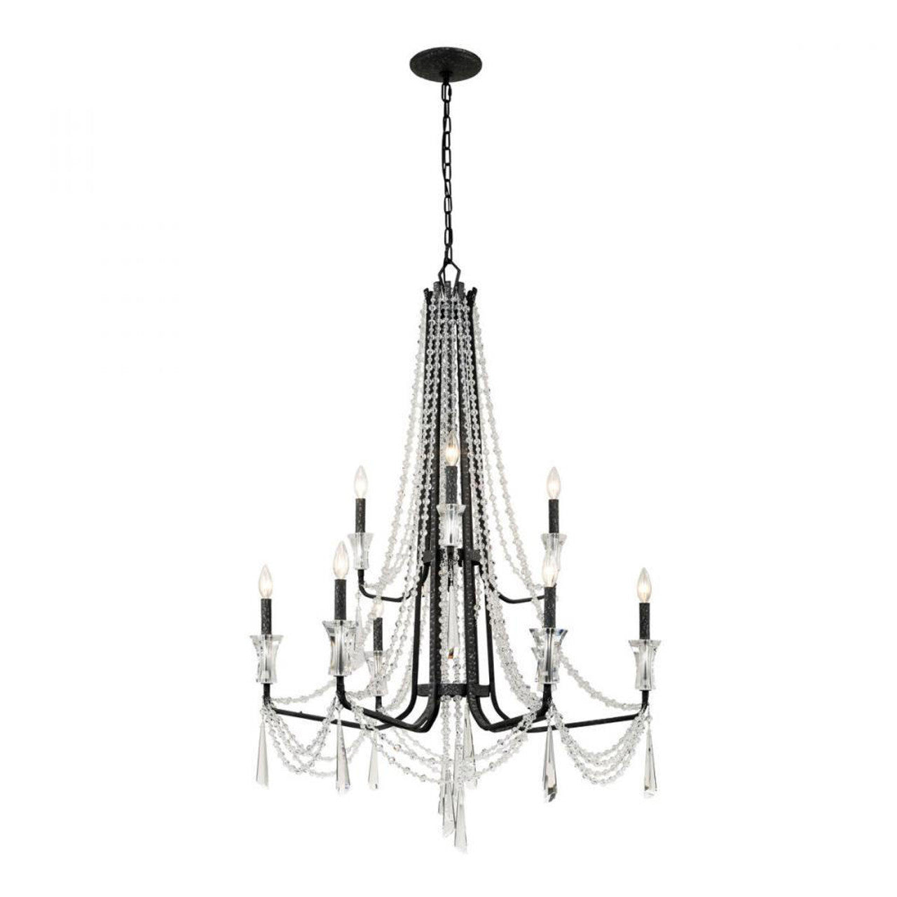 Barcelona Two-Tier Crystal Chandelier - Black