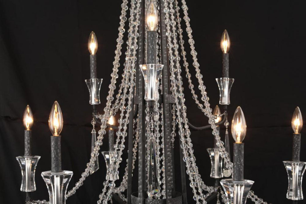 Barcelona Two-Tier Crystal Chandelier - Black
