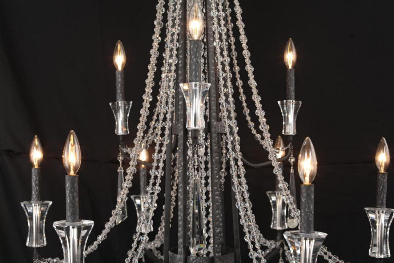 Barcelona Two-Tier Crystal Chandelier - Black