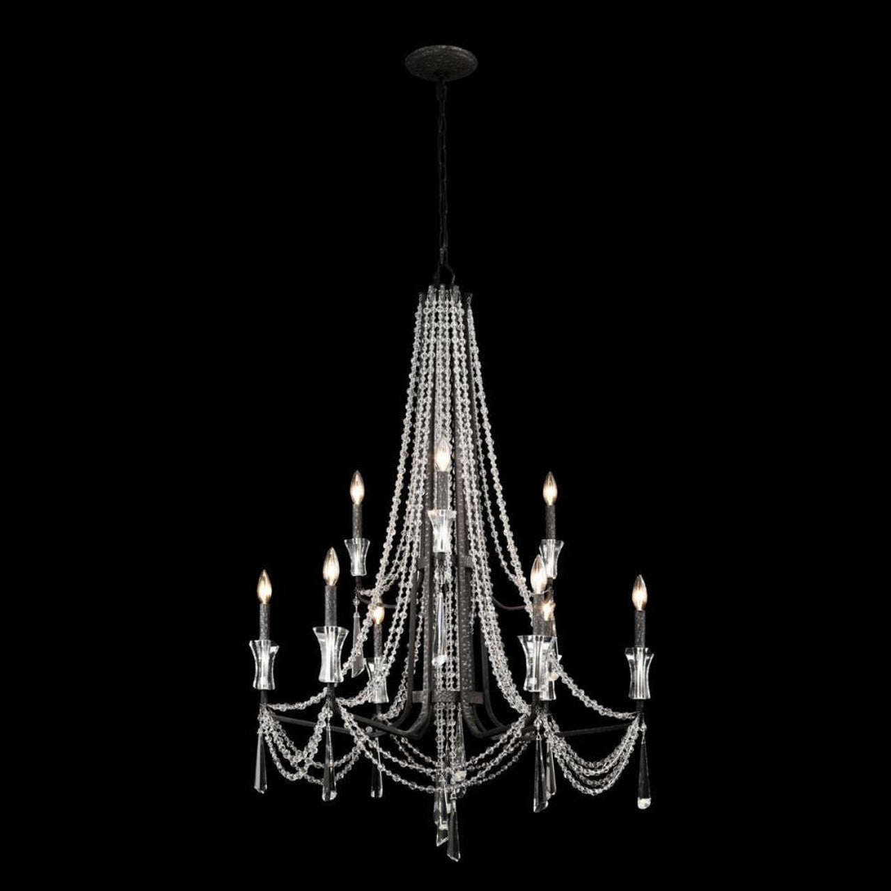 Barcelona Four-Tier Crystal Chandelier - Black