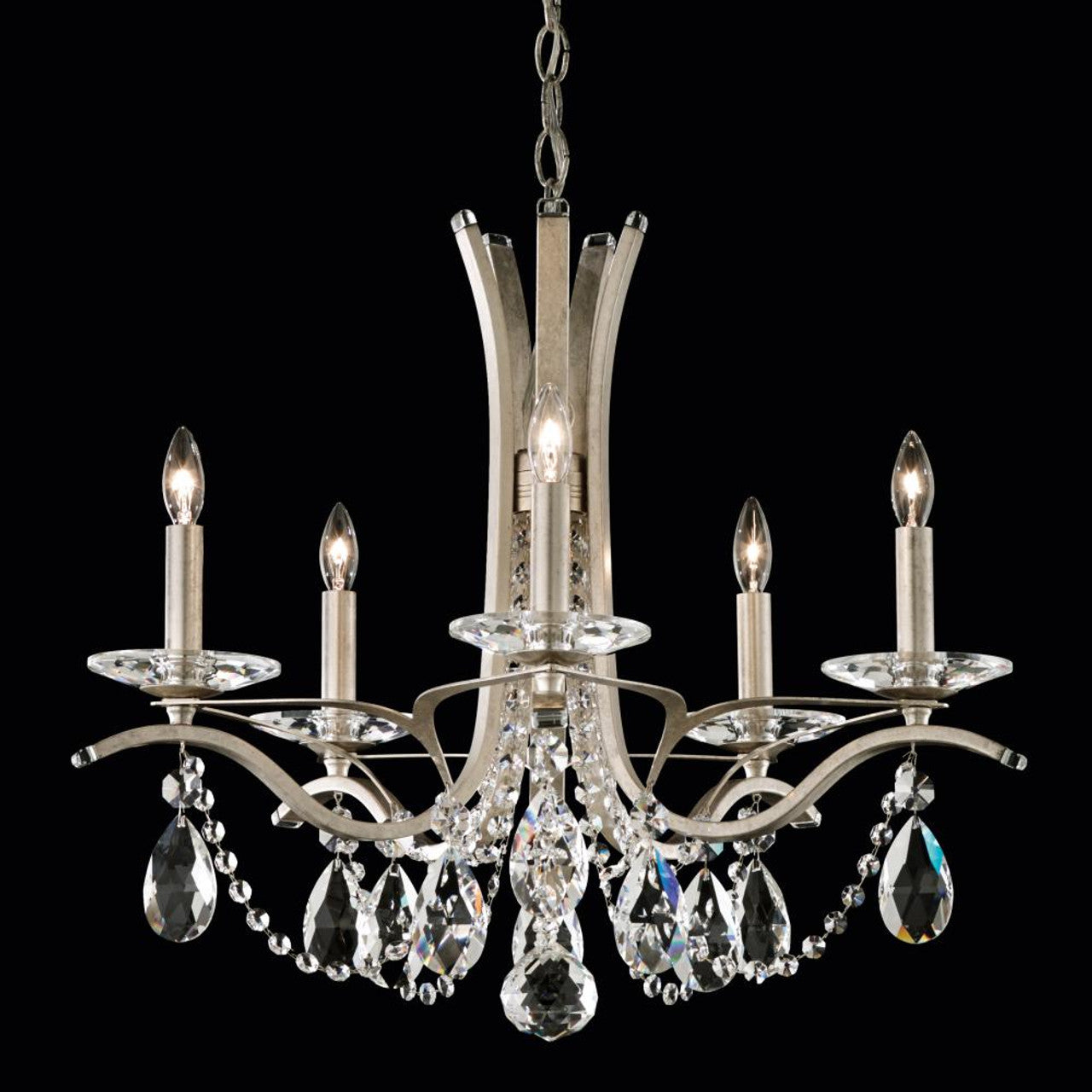 Vesca Chandelier, 9-Light, Antique Silver, Clear Heritage Crystal, 45"W (VA8339N-48H 1HPKMJ)