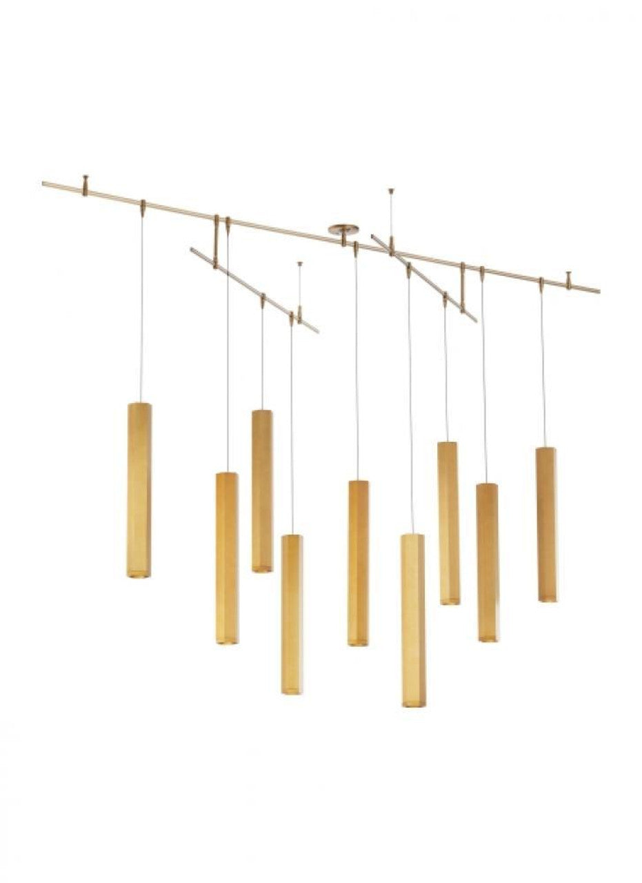 Blok Large Chandelier, 9-Light, LED, Aged Brass, 96"L (700BLKL9R-LED930S 70PGHHF)
