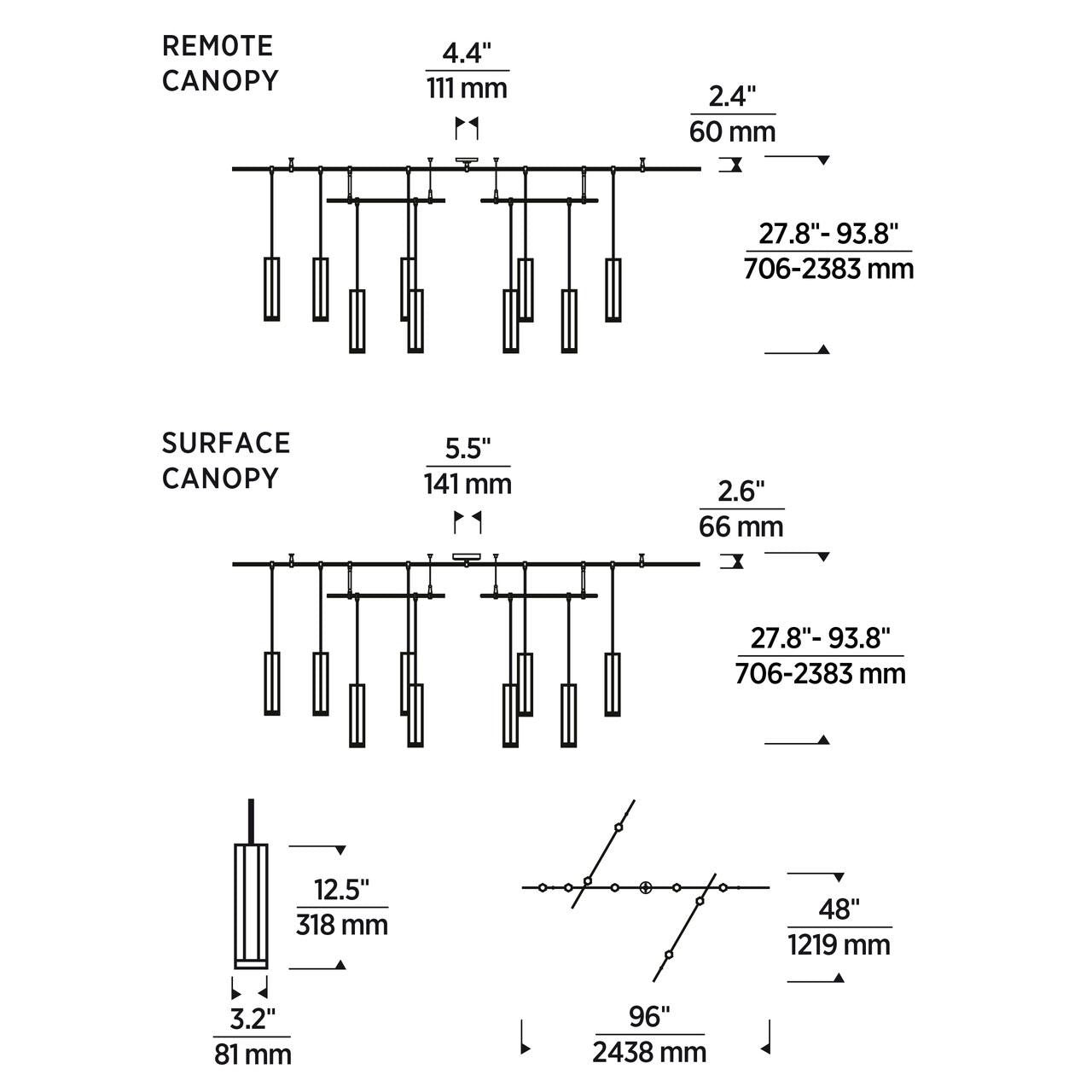 Blok Small Chandelier, 9-Light, LED, Aged Brass, 96"L (700BLKS9R-LED930R 70PGHHG)