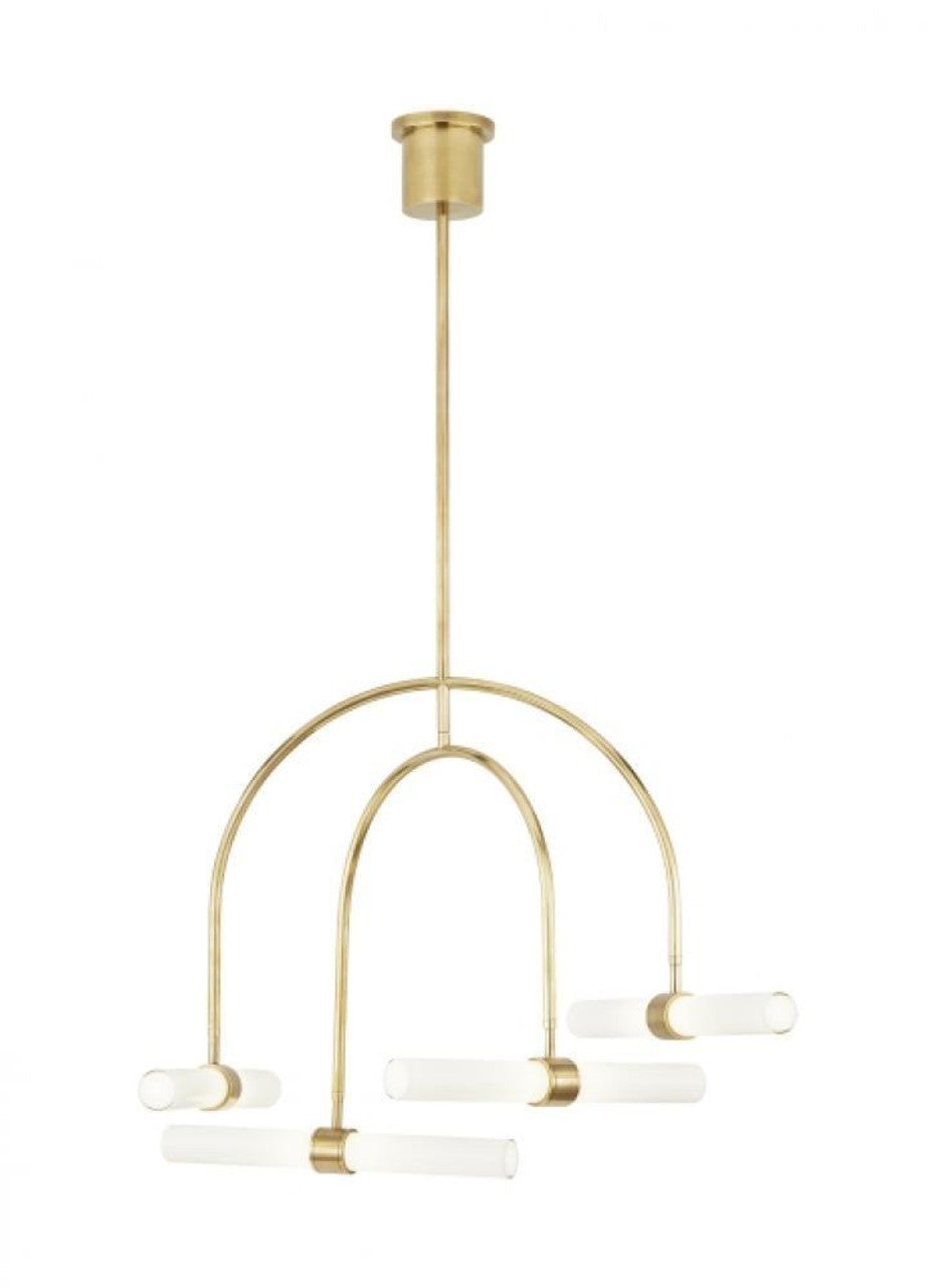 Calumn Chandelier, 4-Light, LED, Natural Brass, 27.8"W (700CLM4NB-LED930 70PDAY8)