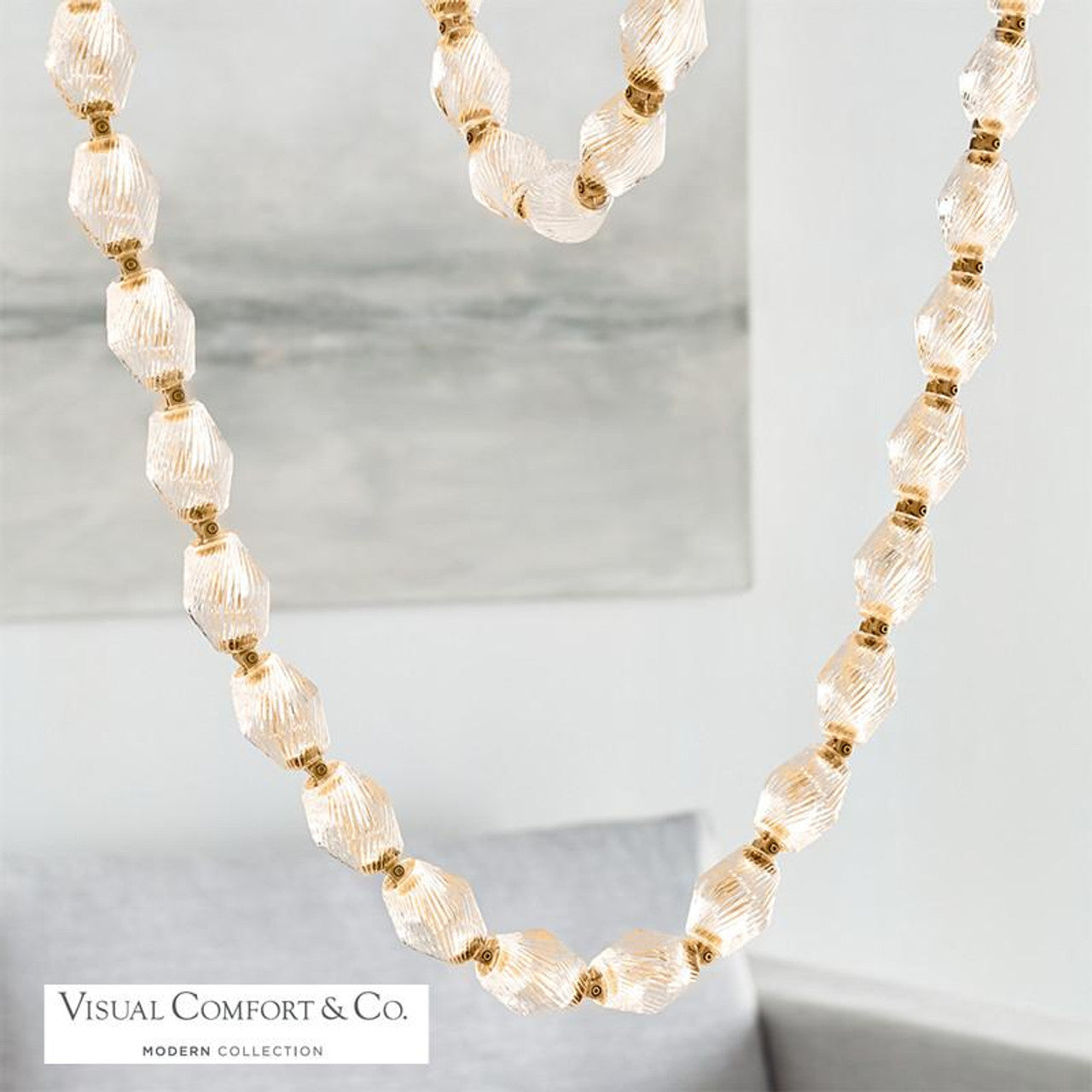 Collier Chandelier, LED, Natural Brass, 118.5"H (700CLR108NB-LED930S 70PGHHN)