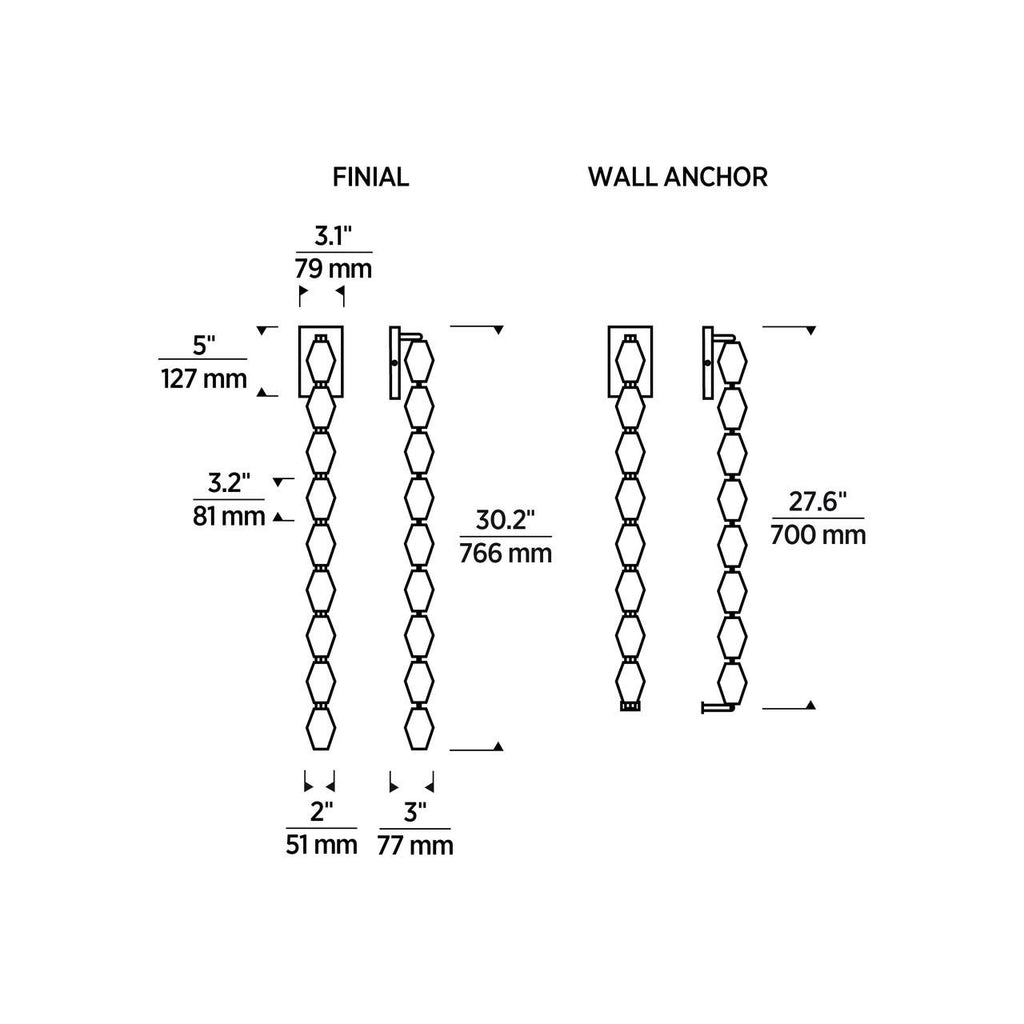 Collier Wall Sconce, LED, Natural Brass, 27.6"H (700WSCLR28NB-LED930 70PKDA9)