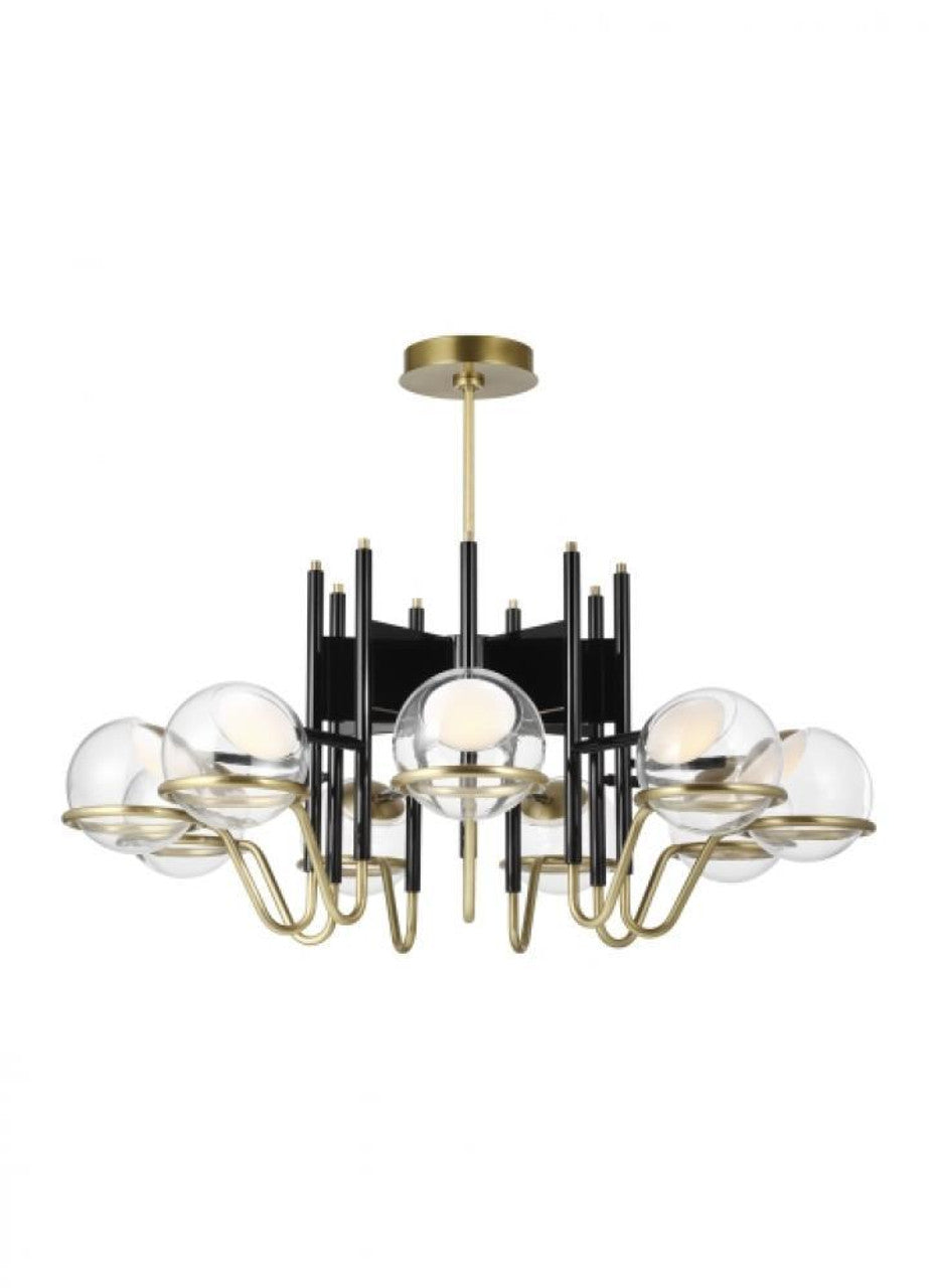 Crosby Large Chandelier, 9-Light, LED, Glossy Black/Natural Brass, 37.7"W (700CRBY9BNB-LED927 70PGDHT)