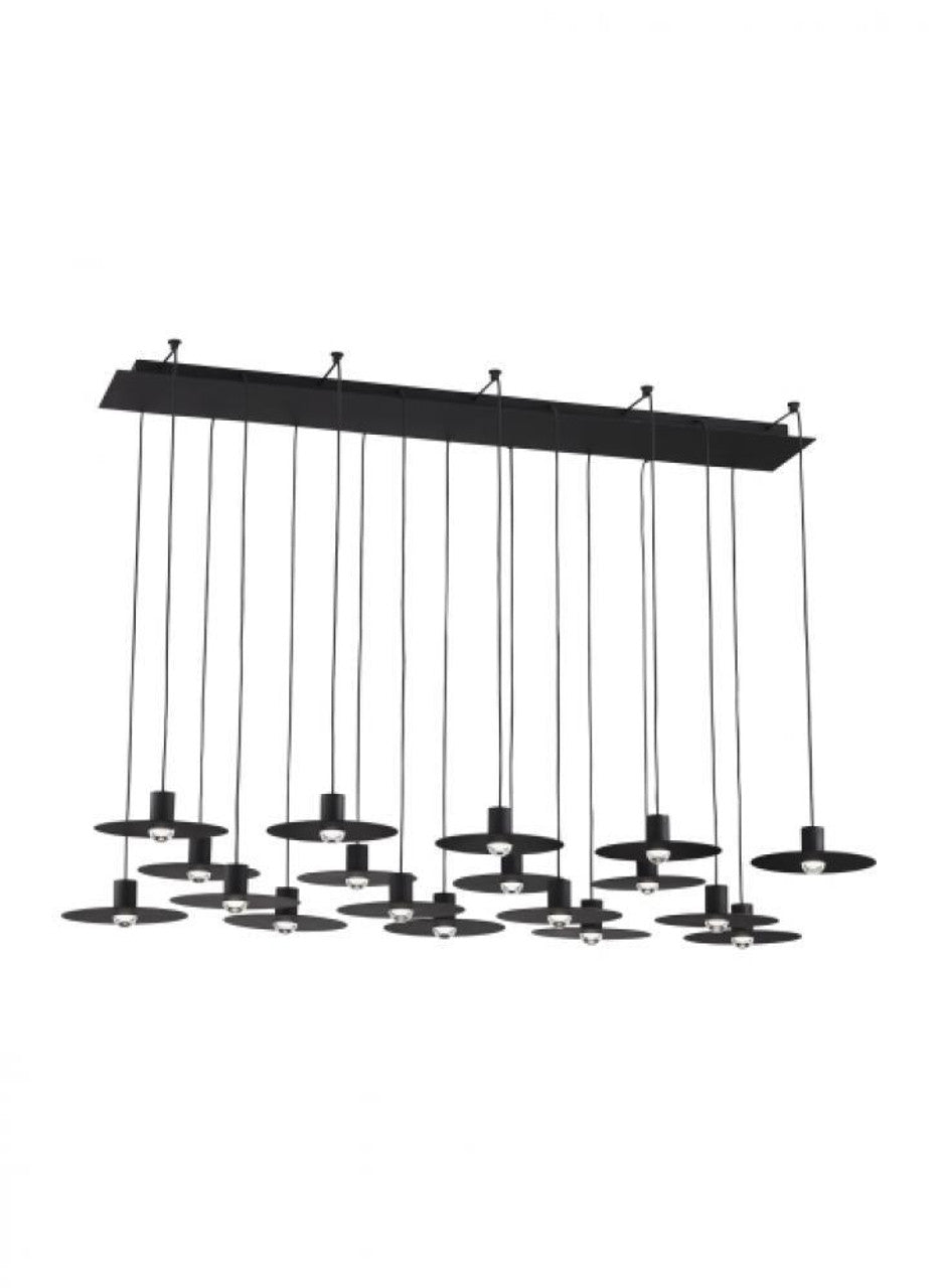 Eaves Ceiling Chandelier, 18-Light, LED, Nightshade Black, 50"L (700TRSPEVS18TB-LED930277 70PGDJD)