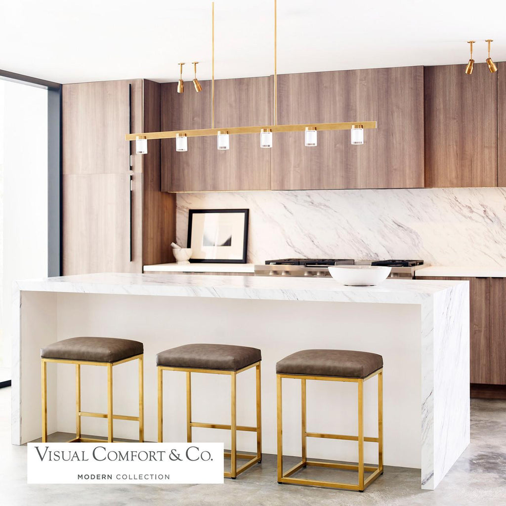 Esfera Large Linear Chandelier, 6-Light, LED, Natural Brass, 60"L (700LSESF60NB-LED927 70PGEJ1)