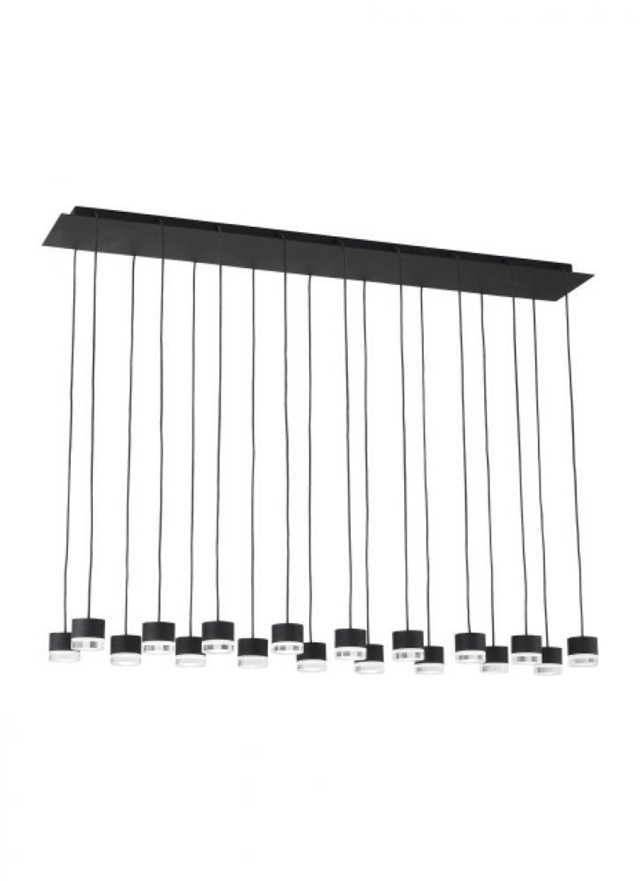Gable Ceiling Chandelier, 18-Light, LED, Nightshade Black, 44.5"L (700TRSPGBL18TB-LED930120 70PGDK1)