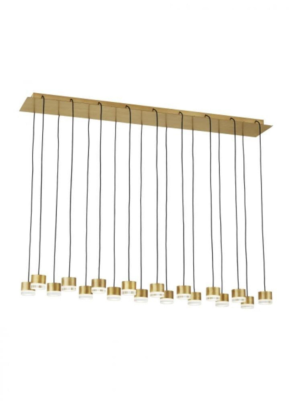 Blok Small Chandelier, 9-Light, LED, Aged Brass, 96"L (700BLKS9R-LED930R 70PGHHG)