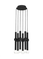 Guyed Ceiling Chandelier, 6-Light, LED, Nightshade Black, 14.1"H (700TRSPGYD6RB-LED930 70PGDKT)