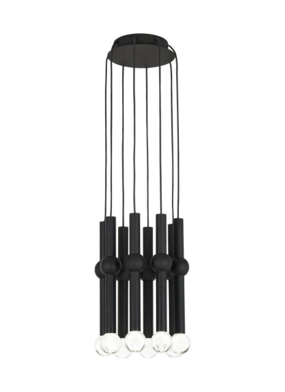Guyed Ceiling Chandelier, 8-Light, LED, Nightshade Black, 14.1"H (700TRSPGYD8RB-LED930 70PGDKV)