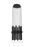 Guyed Ceiling Chandelier, 8-Light, LED, Nightshade Black, 14.1"H (700TRSPGYD8RB-LED930 70PGDKV)