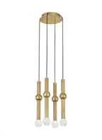 Guyed Chandelier, 4-Light, LED, Natural Brass, 14.1"H (700TRSPGYD4RNB-LED930 70PGDKR)
