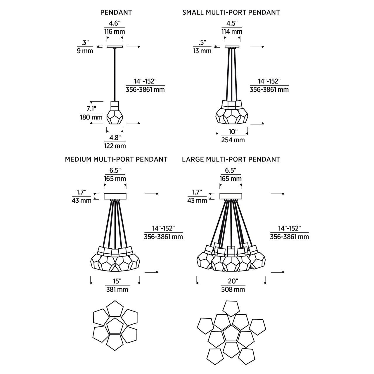 Guyed Chandelier, 4-Light, LED, Natural Brass, 14.1"H (700TRSPGYD4RNB-LED930 70PGDKR)