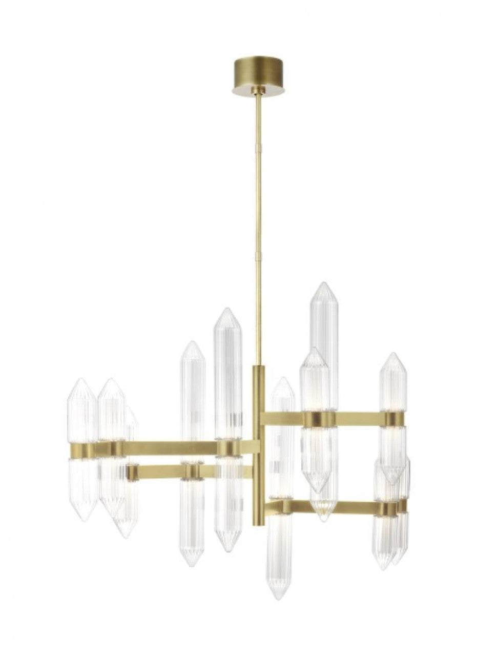 Langston Large Chandelier, 12-Light, LED, Plated Brass, 46.6"L (700LGSN46BR-LED927 70PGJEG)