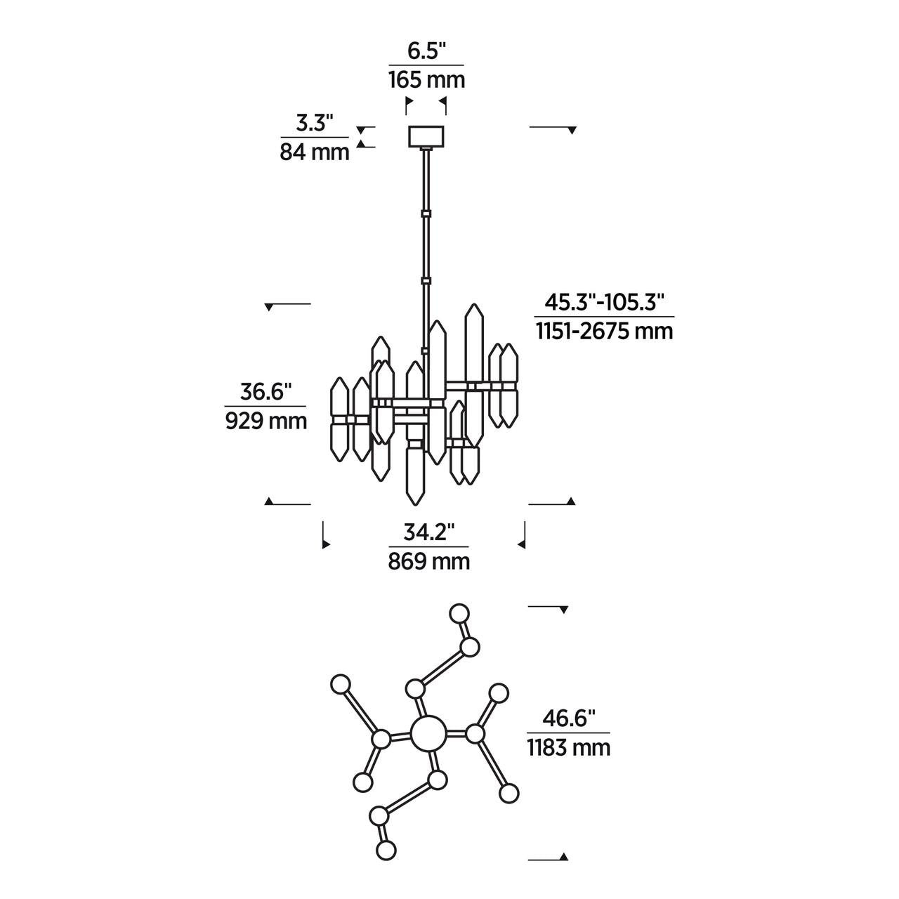 Langston Large Chandelier, 12-Light, LED, Plated Dark Bronze, 46.6"L (700LGSN46PZ-LED927 70PGJEH)