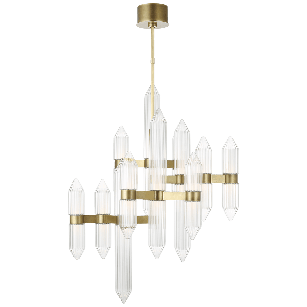 Langston Medium Chandelier, 12-Light, LED, Plated Brass, 40.5"H (700LGSN31BR-LED927 70PGDKX)