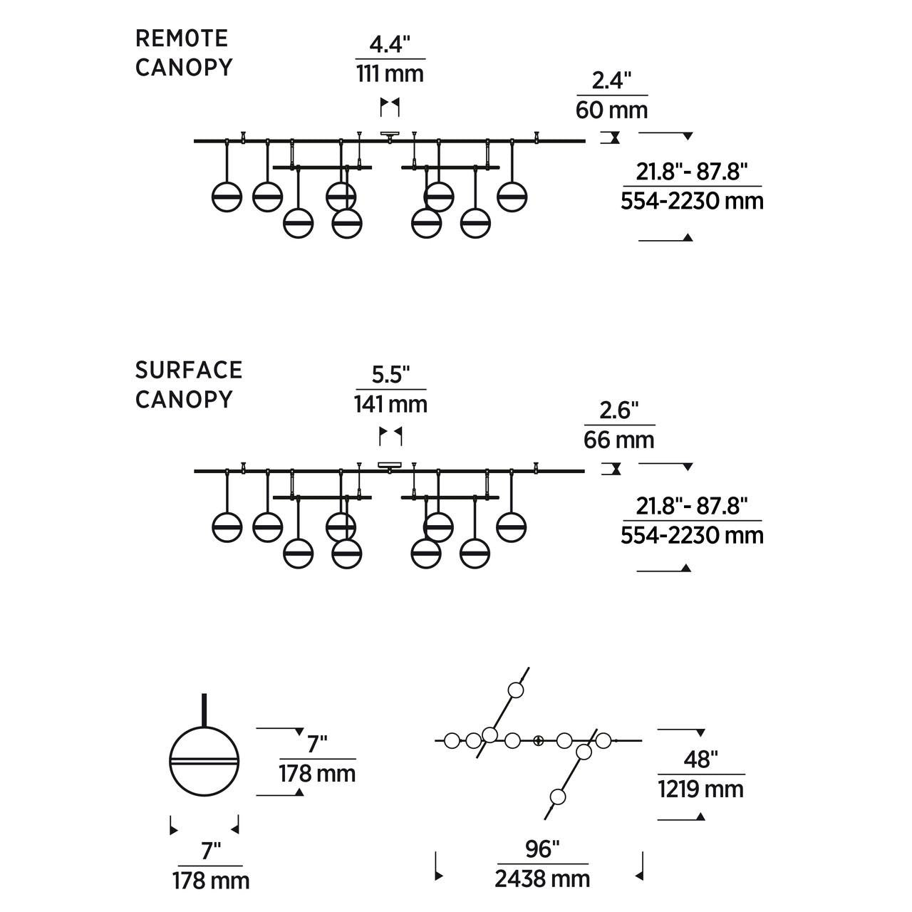 Collier Chandelier, LED, Polished Nickel, 93.1"H (700CLR84N-LED930S 70PGJEF)