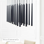 Pylon Ceiling Chandelier, 27-Light, LED, Nightshade Black, 43.2"L (700TRSPPYL27TB-LED930120 70PGDL5)