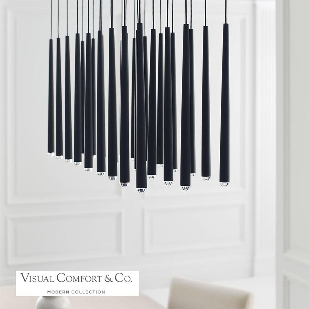 Pylon Ceiling Chandelier, 27-Light, LED, Nightshade Black, 43.2"L (700TRSPPYL27TB-LED930277 70PGDL6)