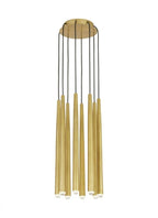 Pylon Ceiling Chandelier, 8-Light, LED, Natural Brass, 18.6"H (700TRSPPYL8RNB-LED930 70PGDLF)
