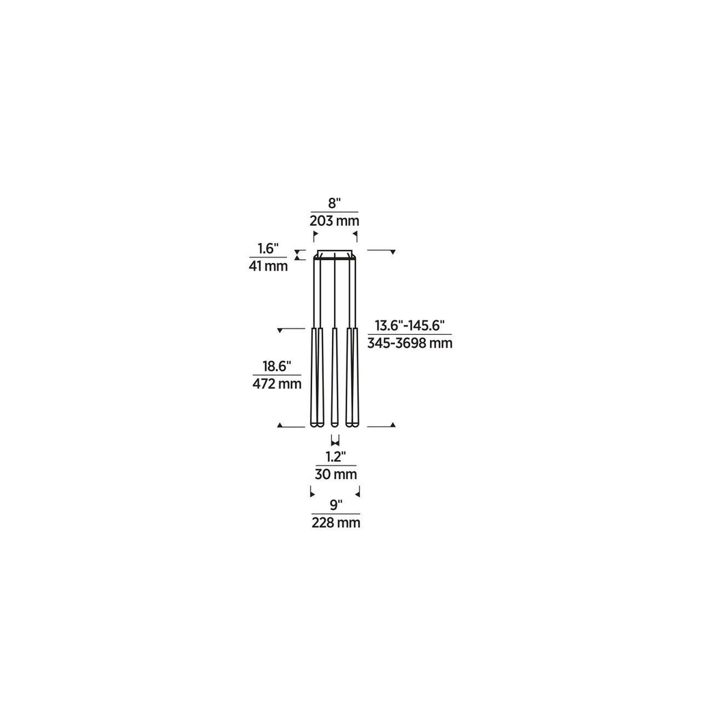 Pylon Ceiling Chandelier, 8-Light, LED, Nightshade Black, 18.6"H (700TRSPPYL8RB-LED930 70PGDLE)