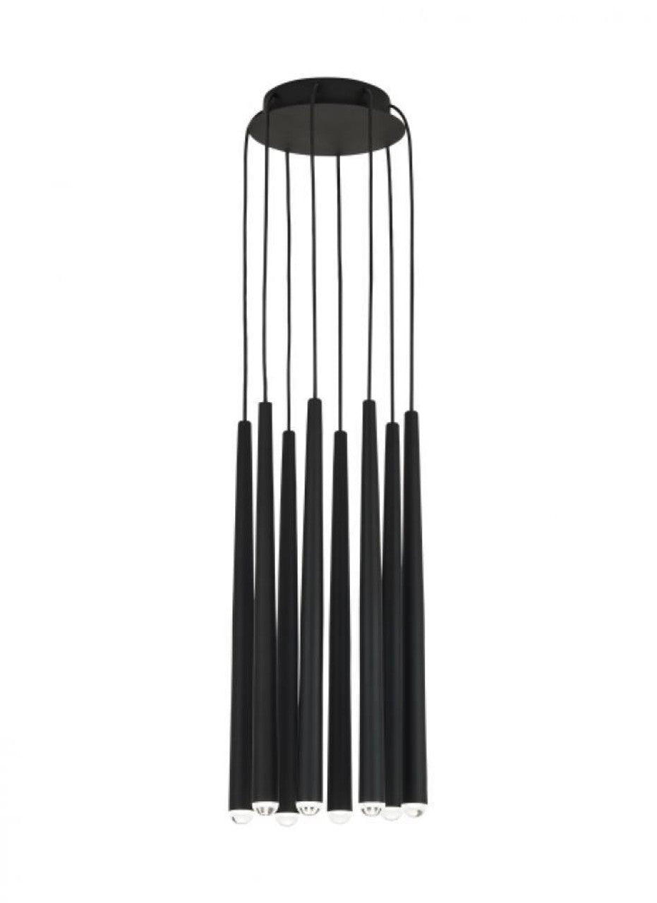 Pylon Ceiling Chandelier, 8-Light, LED, Nightshade Black, 18.6"H (700TRSPPYL8RB-LED930 70PGDLE)