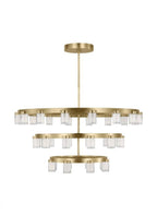 The Esfera Three Tier X-Large 36-Light Damp Rated Integrated Dimmable LED Ceiling Chandelier in Natu, Visual Comfort & Co. Modern Collection KWCH19627NB 70PKG5D