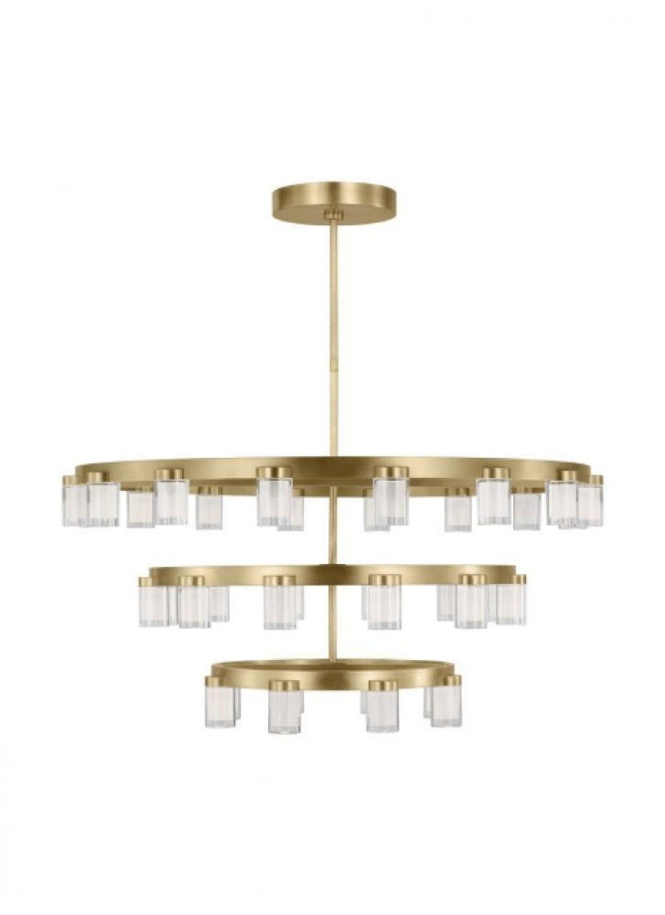 The Esfera Three Tier X-Large 36-Light Damp Rated Integrated Dimmable LED Ceiling Chandelier in Natu, Visual Comfort & Co. Modern Collection KWCH19627NB 70PKG5D