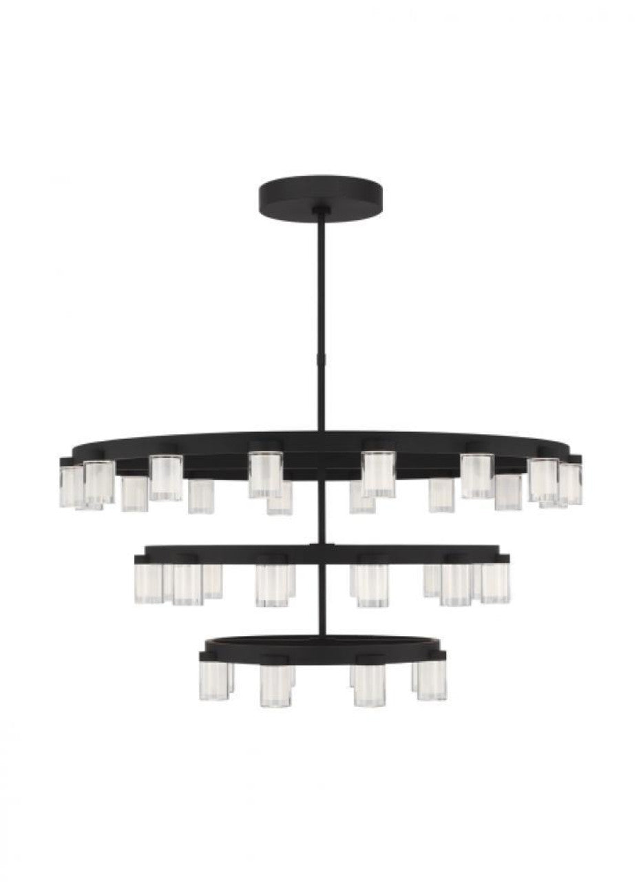 The Esfera Three Tier X-Large 36-Light Damp Rated Integrated Dimmable LED Ceiling Chandelier in Natu, Visual Comfort & Co. Modern Collection KWCH19627NB 70PKG5D
