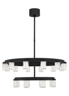 The Esfera Three Tier X-Large 36-Light Damp Rated Integrated Dimmable LED Ceiling Chandelier in Nigh, Visual Comfort & Co. Modern Collection KWCH19627B 70PKG5C