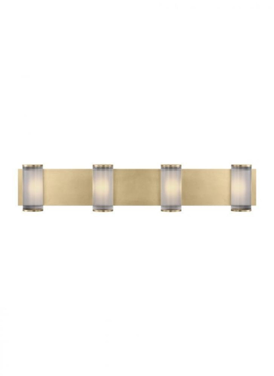 The Esfera X-Large Damp Rated 4-Light Integrated Dimmable LED Wall Sconce in Natural Brass, Visual Comfort & Co. Modern Collection KWWS10227CNB 70PKG5L