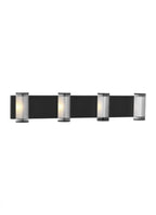 The Esfera X-Large Damp Rated 4-Light Integrated Dimmable LED Wall Sconce in Nightshade Black, Visual Comfort & Co. Modern Collection KWWS10227CB 70PKG5J