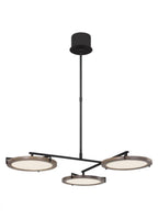 The Shuffle Medium 3-Light Damp Rated Integrated Dimmable LED Ceiling Chandelier in Nightshade Black, Visual Comfort & Co. Modern Collection CDCH17227WOB 70PKE85