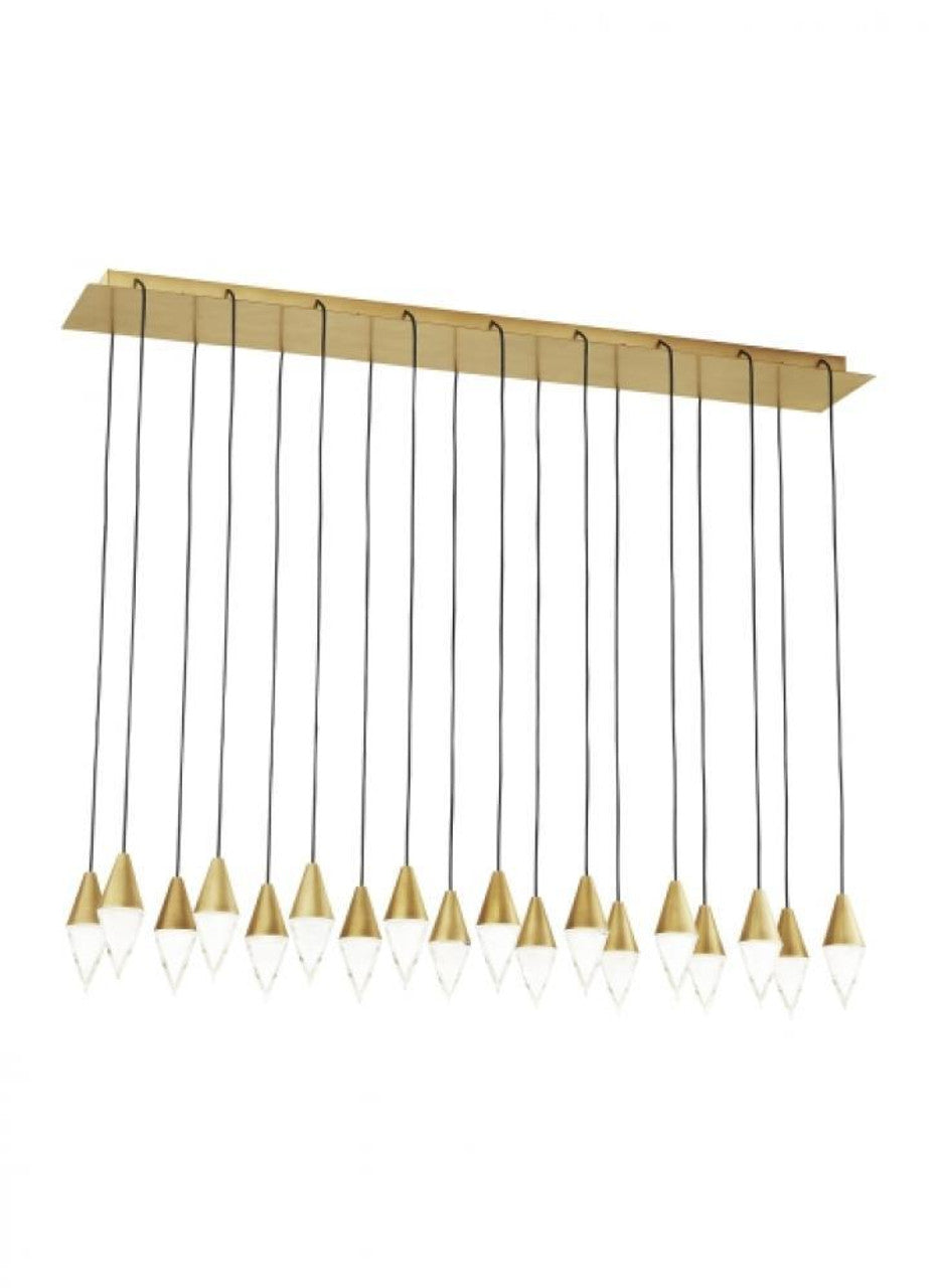 Turret Ceiling Chandelier, 18-Light, LED, Natural Brass, 44.5"L (700TRSPTRT18TNB-LED930277 70PGDLK)