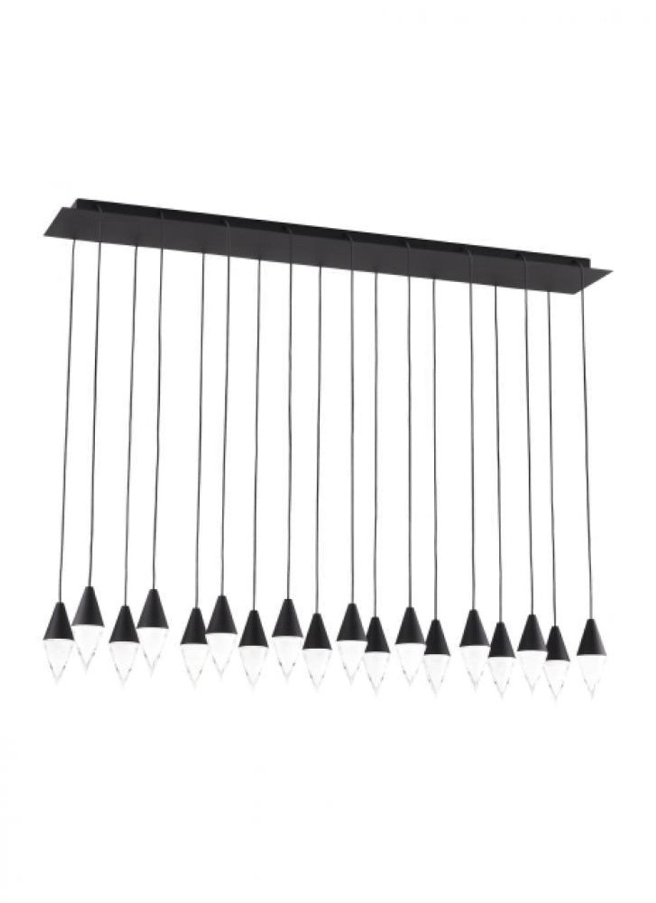 Turret Ceiling Chandelier, 18-Light, LED, Nightshade Black, 44.5"L (700TRSPTRT18TB-LED930120 70PGDLG)