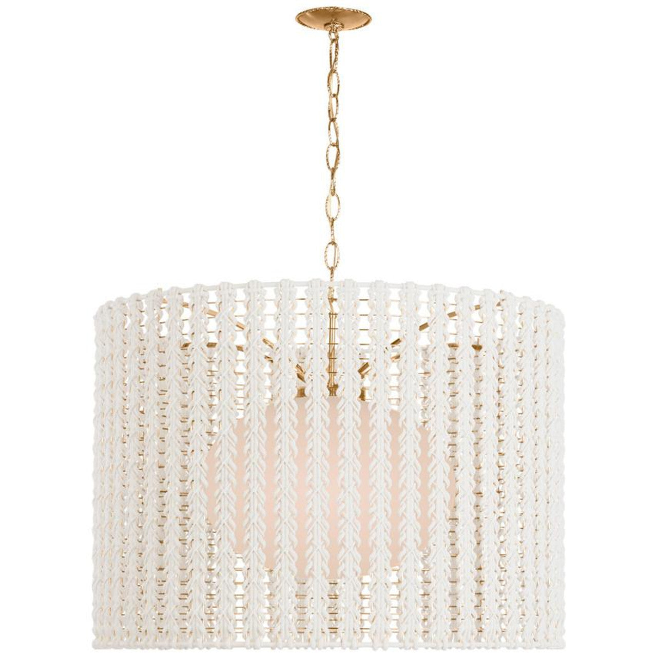 Leigh Large Pendant, 4-Light, Aged Brass/Pink, Clear Glass Shade, 25"H (H259704L-AGB/PK 608QFQE)