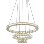 3-Ring Adjustable Circles Tiered Crystal Bling Hanging Modern Chandeliers